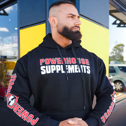 Powerhouse Red/White Logo Black Hoodie