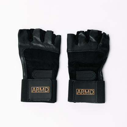 Armd Leather Weight Lifting Gloves With Wrist Support